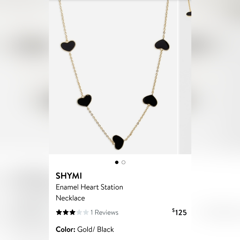 YMI Gold and Black Heart Necklace. Like New, Not Original Box, 16" Very Nice.#50